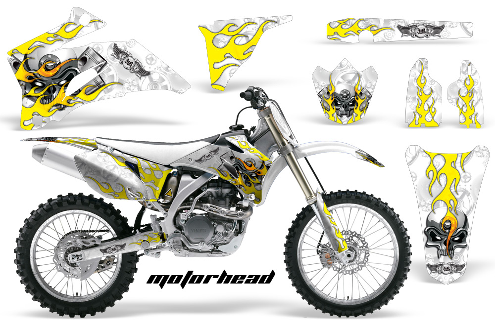 Yamaha YZ 250F 450F 02-09 Graphics Kit Motorhead White NPs